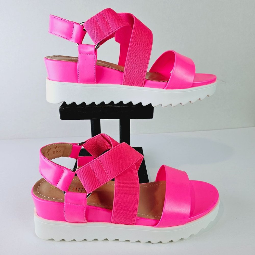 Dream Pairs Hot Pink Platform Wedge Sandals - Picture 5 of 7